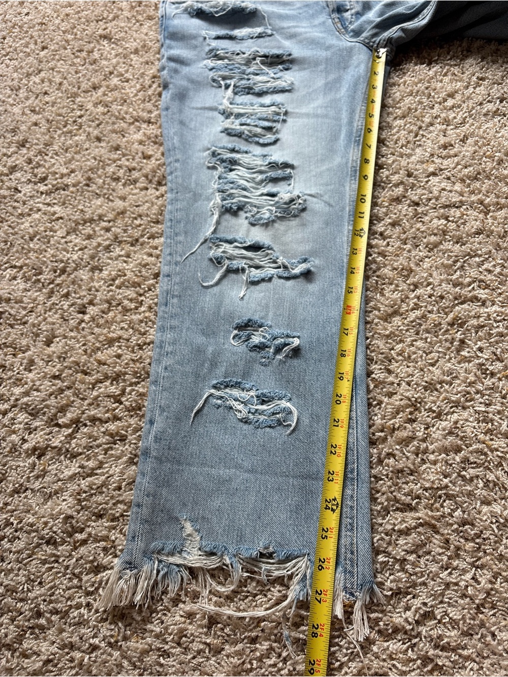 We The Free Free People Maggie Super Shredded Destroyed Light Blue Jeans Sz 32 - Picture 4 of 12
